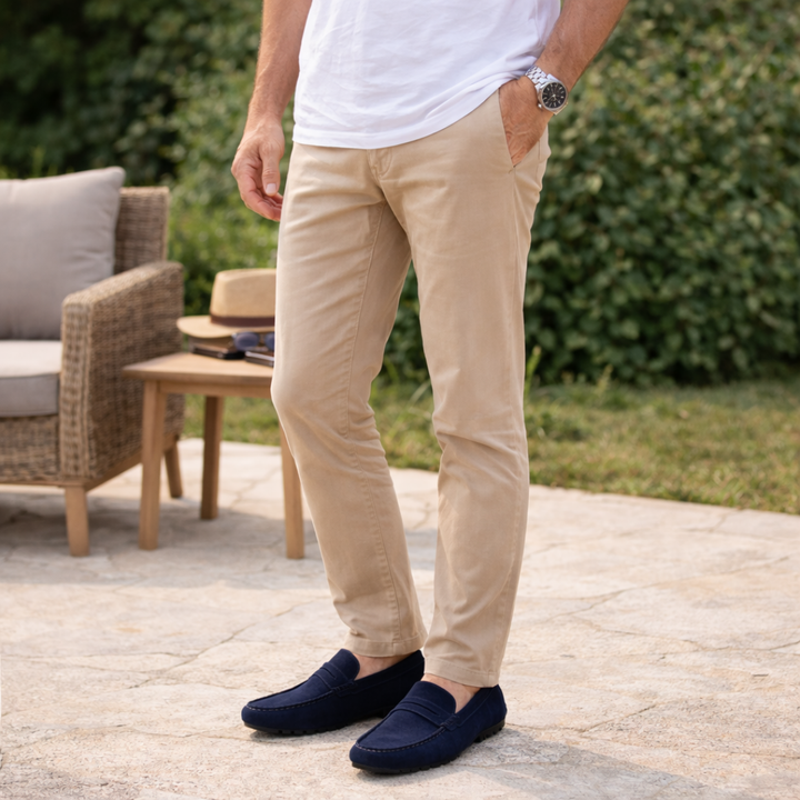 Mocassin été homme cuir Velours Marine